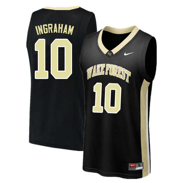 Men #10 Tariq Ingraham Wake Forest Demon Deacons College Basketball Jerseys Sale-Black